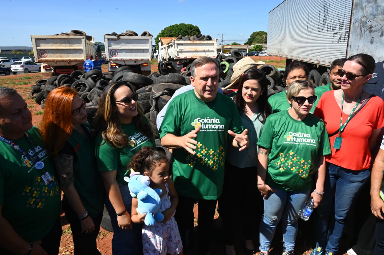Prefeitura de Goiânia realiza coleta gratuita de pneus inservíveis na Região Sudoeste durante evento Goiânia + Humana
